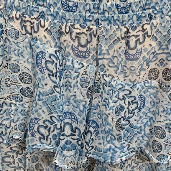 Twelfthstreet by Cynthia Vincent For Intermix Blue Floral Silk Skirt Size P - Picture 9 of 16